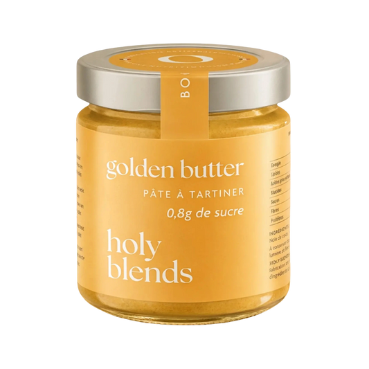 Pâte à tartiner golden butter Holy Blends faible en sucre pour petit-déjeuner healthy
