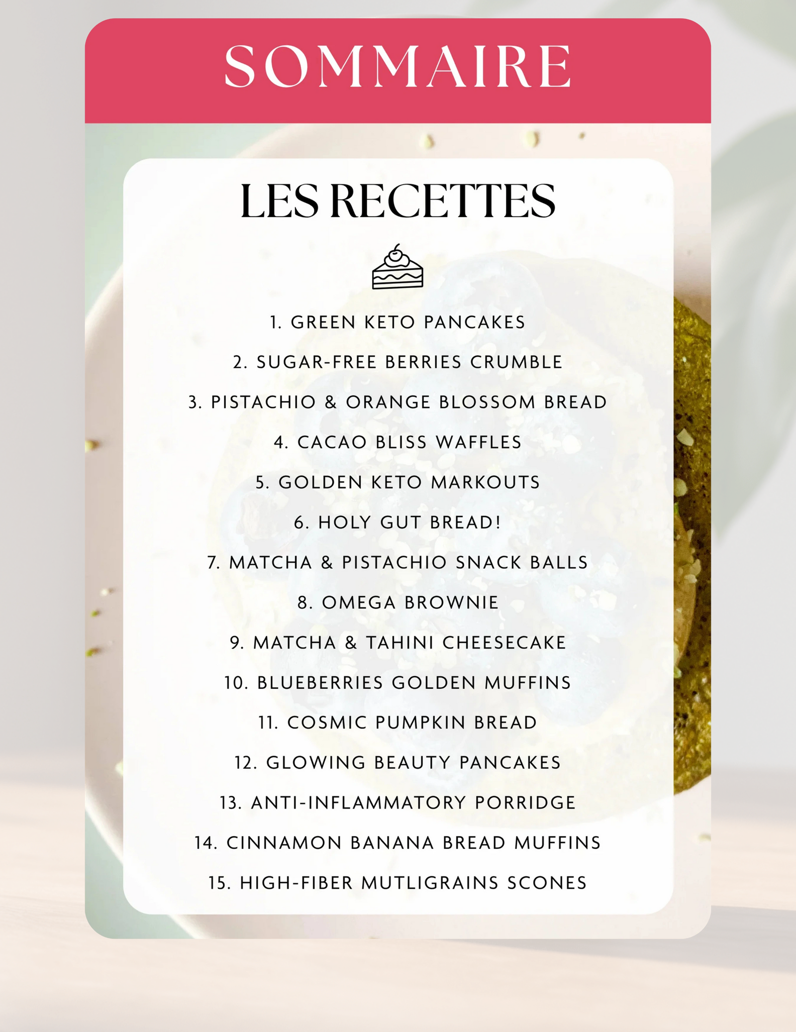 E-book 15 recettes de desserts collations et petits-déjeuners anti-inflammatoires vegan sans gluten cétogène Holy Blends