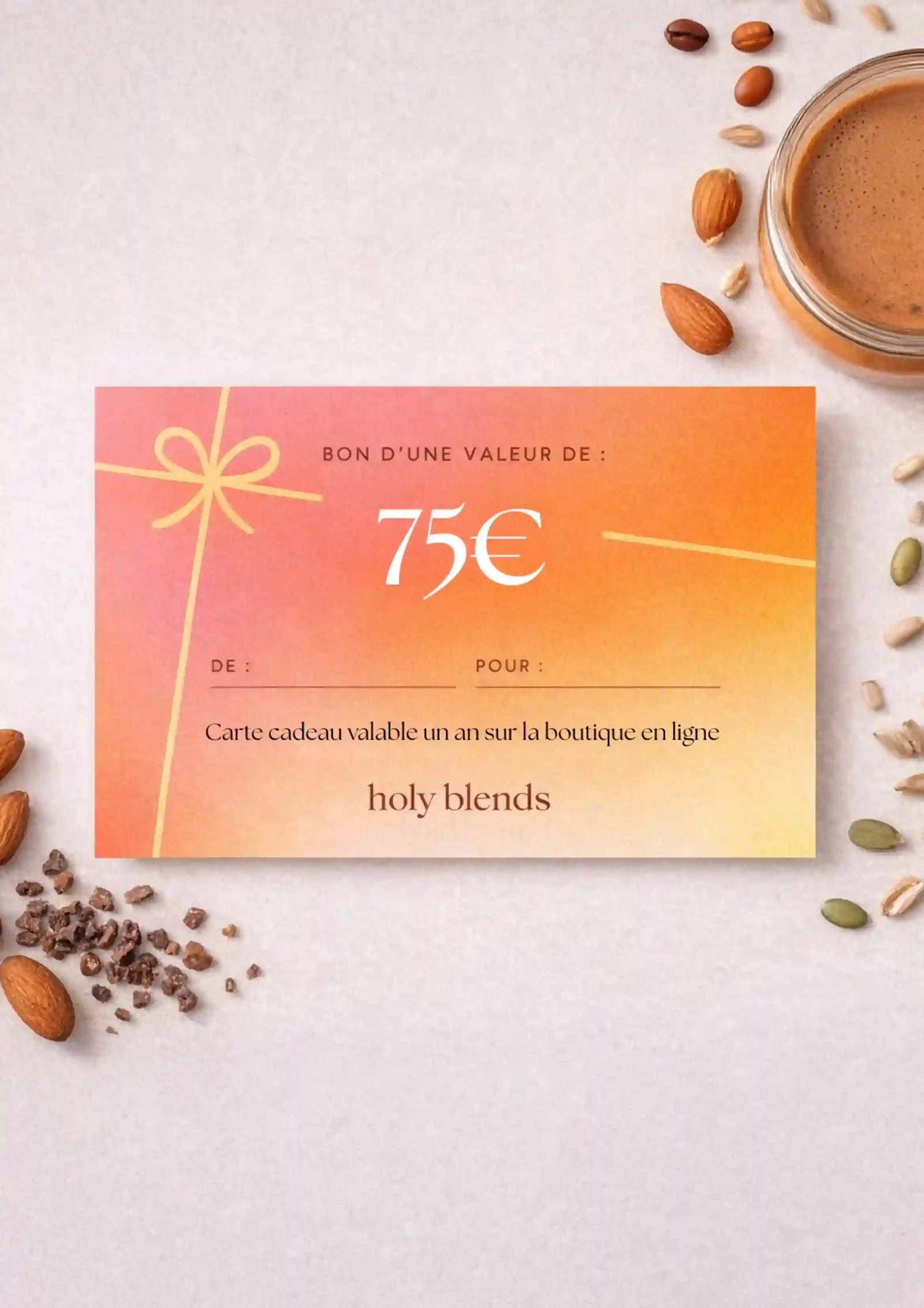Carte cadeau d'une valeur de 75 € holy blends 
