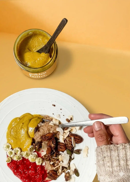 Pâte à tartiner golden butter Holy Blends faible en sucre pour petit-déjeuner healthy