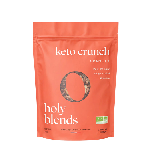 Granola keto crunch Holy Blends sans sucre raffiné pour petit-déjeuner rassasiant