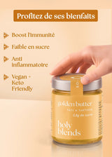 Bienfaits pâte à tartiner golden butter Holy Blends faible en sucre et anti inflammatoire